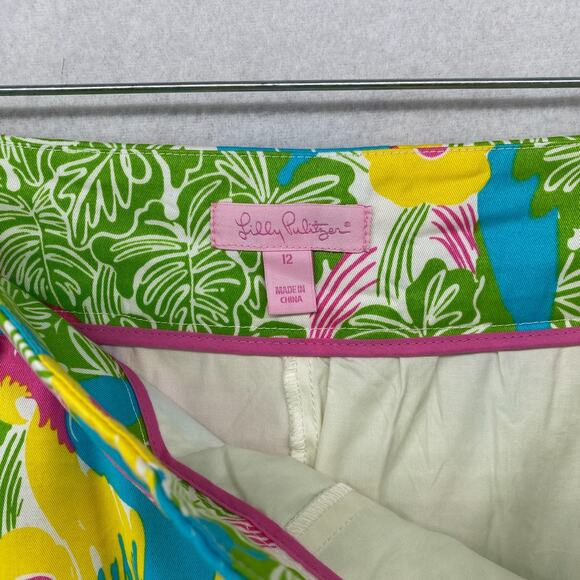 LILLY PULITZER Skirt 12 Parrot Bird Floral Skort Golf Tennis Stretch Cotton - Picture 5 of 14